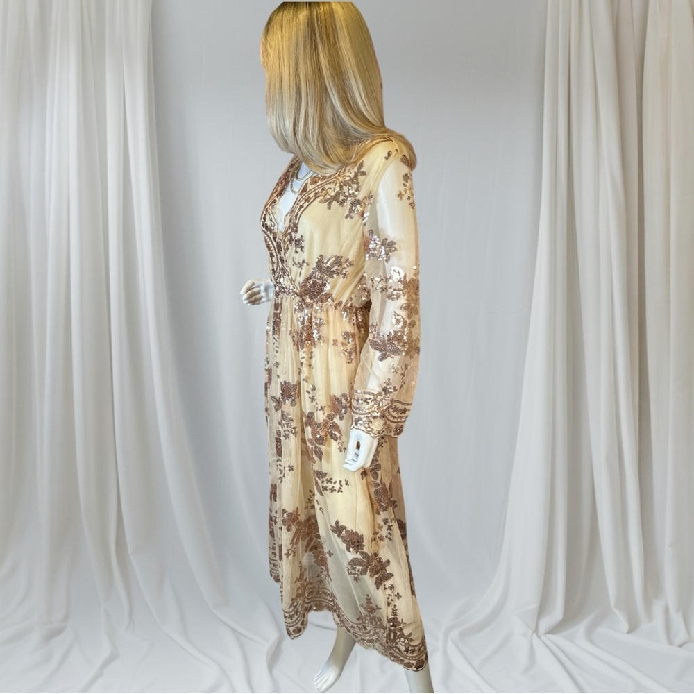 SHEIN Cream Bell Sleeve Ruffled Sundress - Picture 5 of 12
